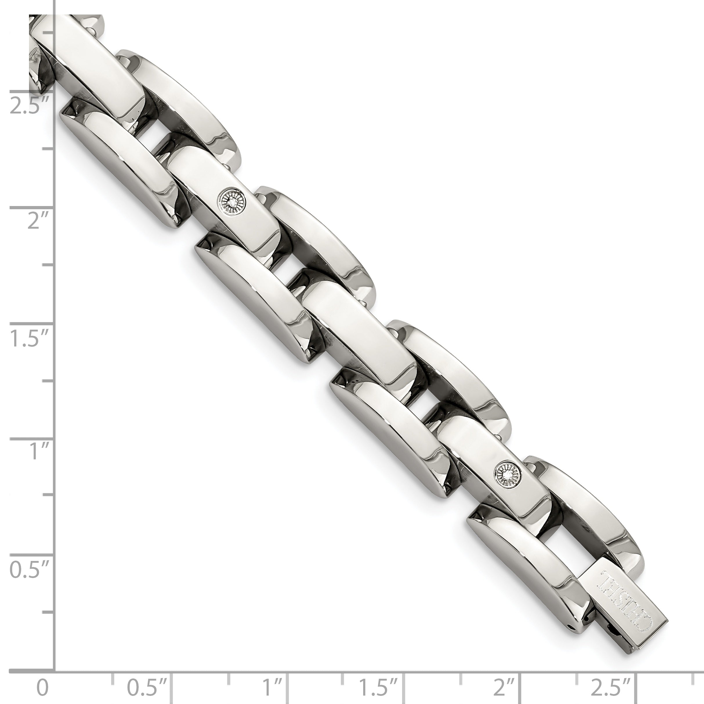 Diamond Accent Bracelet in Stainless Steel & 14K White Gold