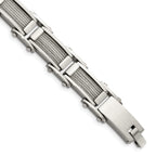 Chisel Stainless Steel Brushed and Polished with Cable Inlay 8.5 inch Link Bracelet