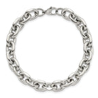 Polished Cable Link Bracelet in Stainless Steel, 9"