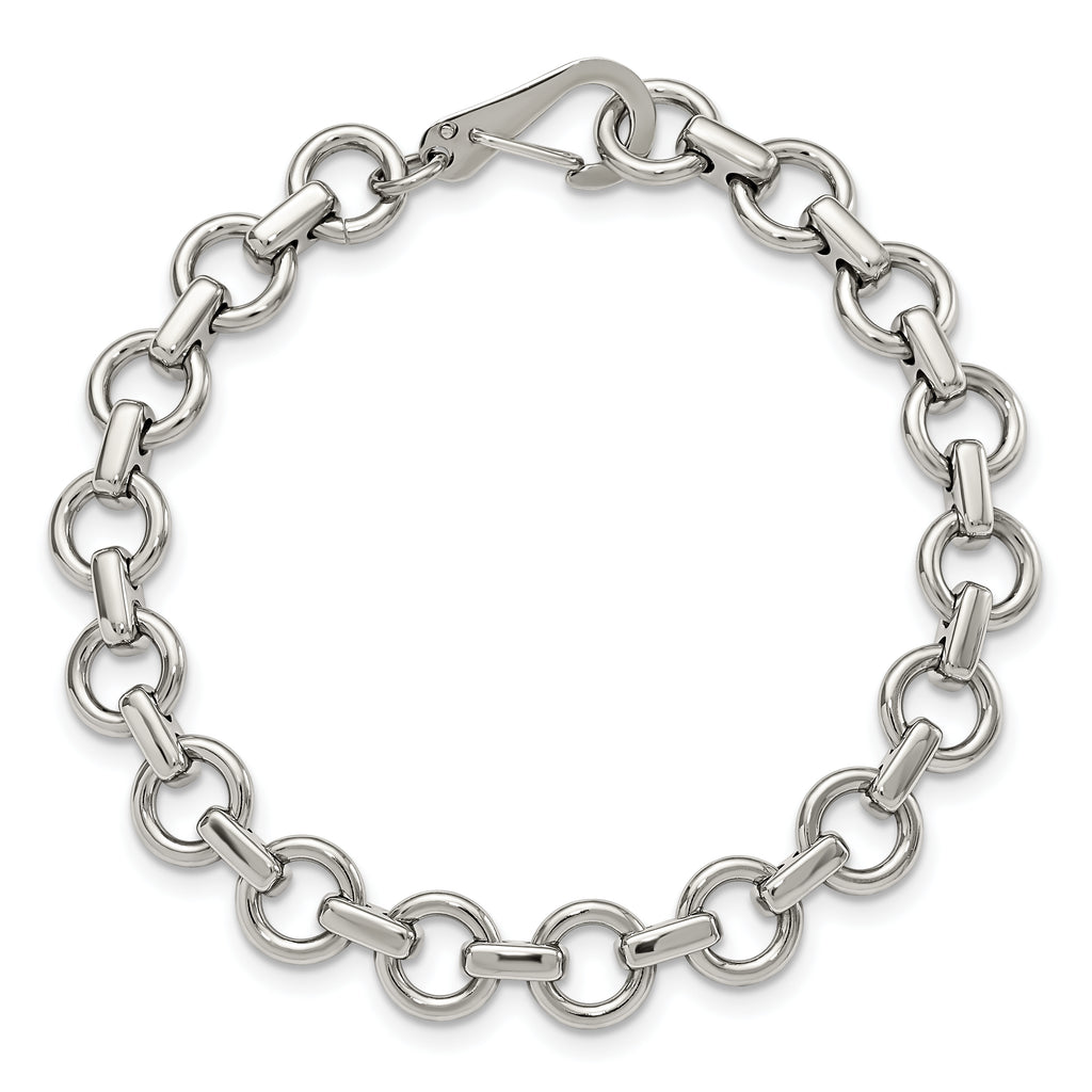 Polished Circle Link Bracelet in Stainless Steel
