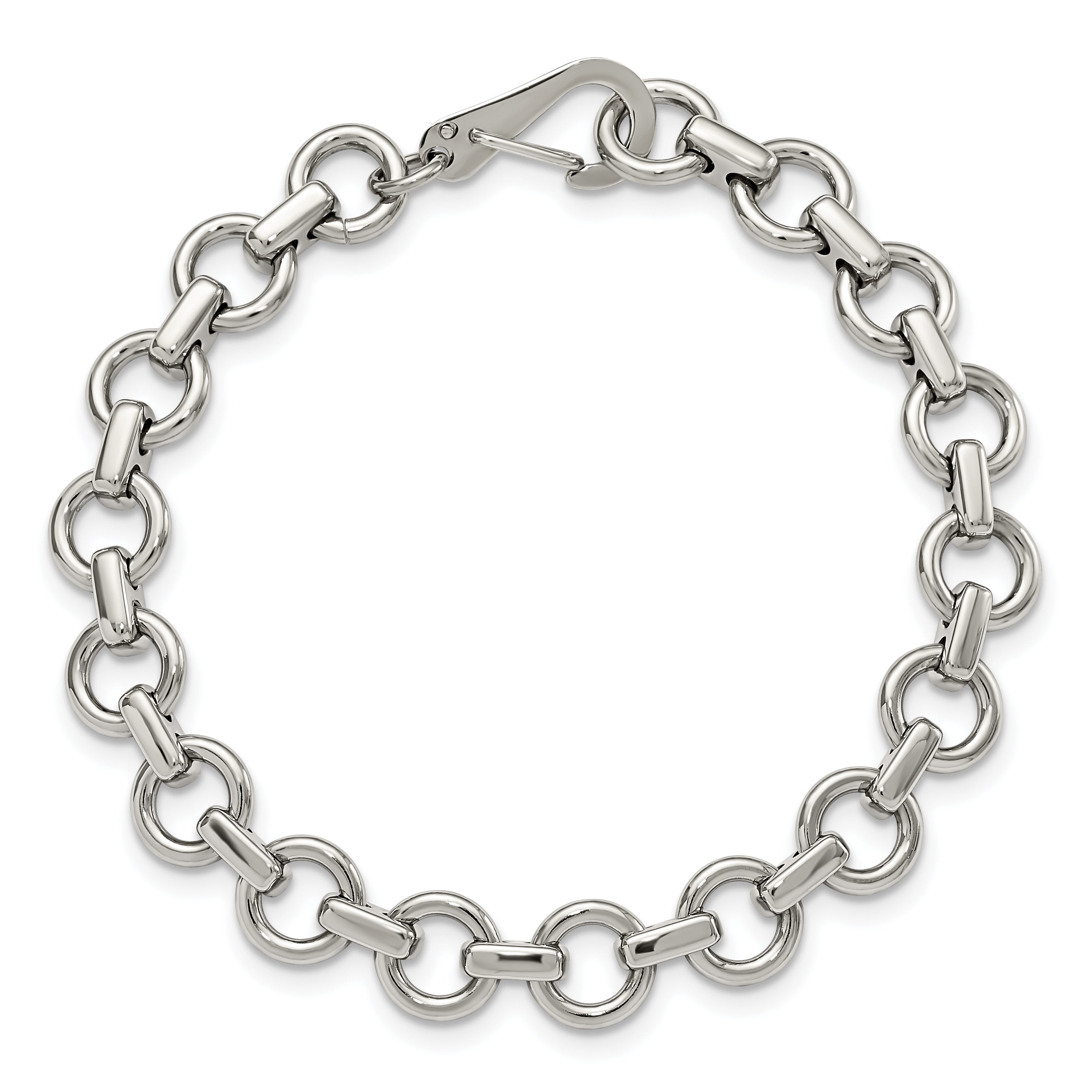 Polished Circle Link Bracelet in Stainless Steel