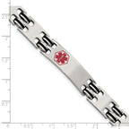 Medical ID Bracelet in Stainless Steel with Red Enamel