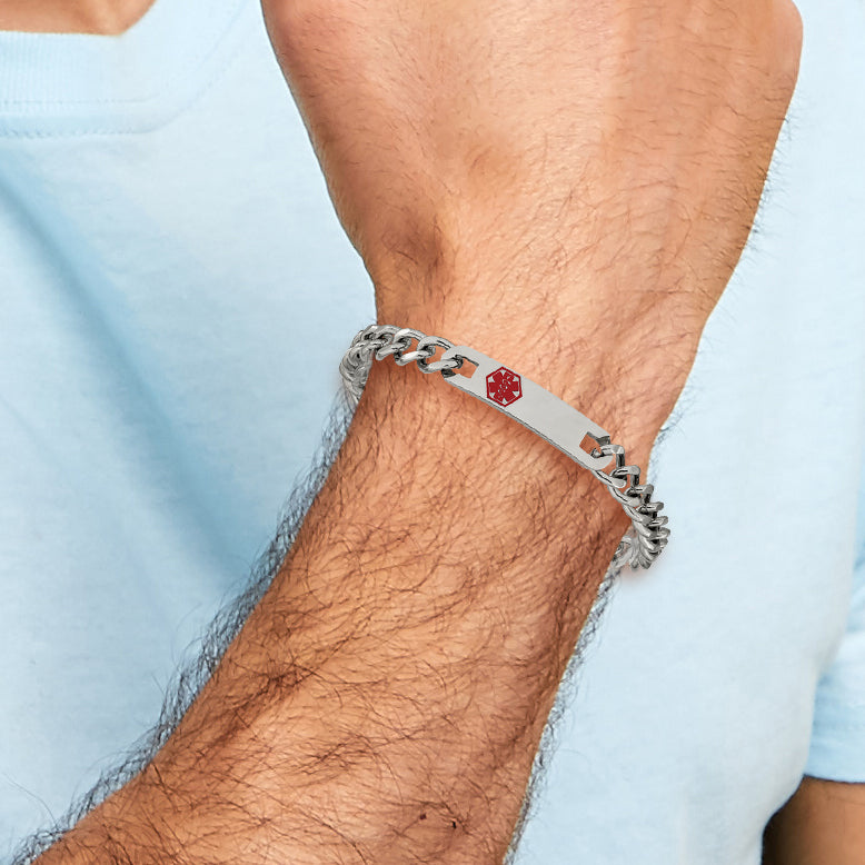 Medical ID Curb Chain Bracelet in Stainless Steel