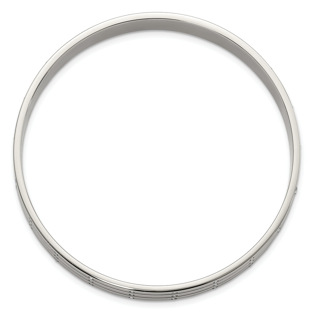 Stainless Steel Polished CZ Bangle