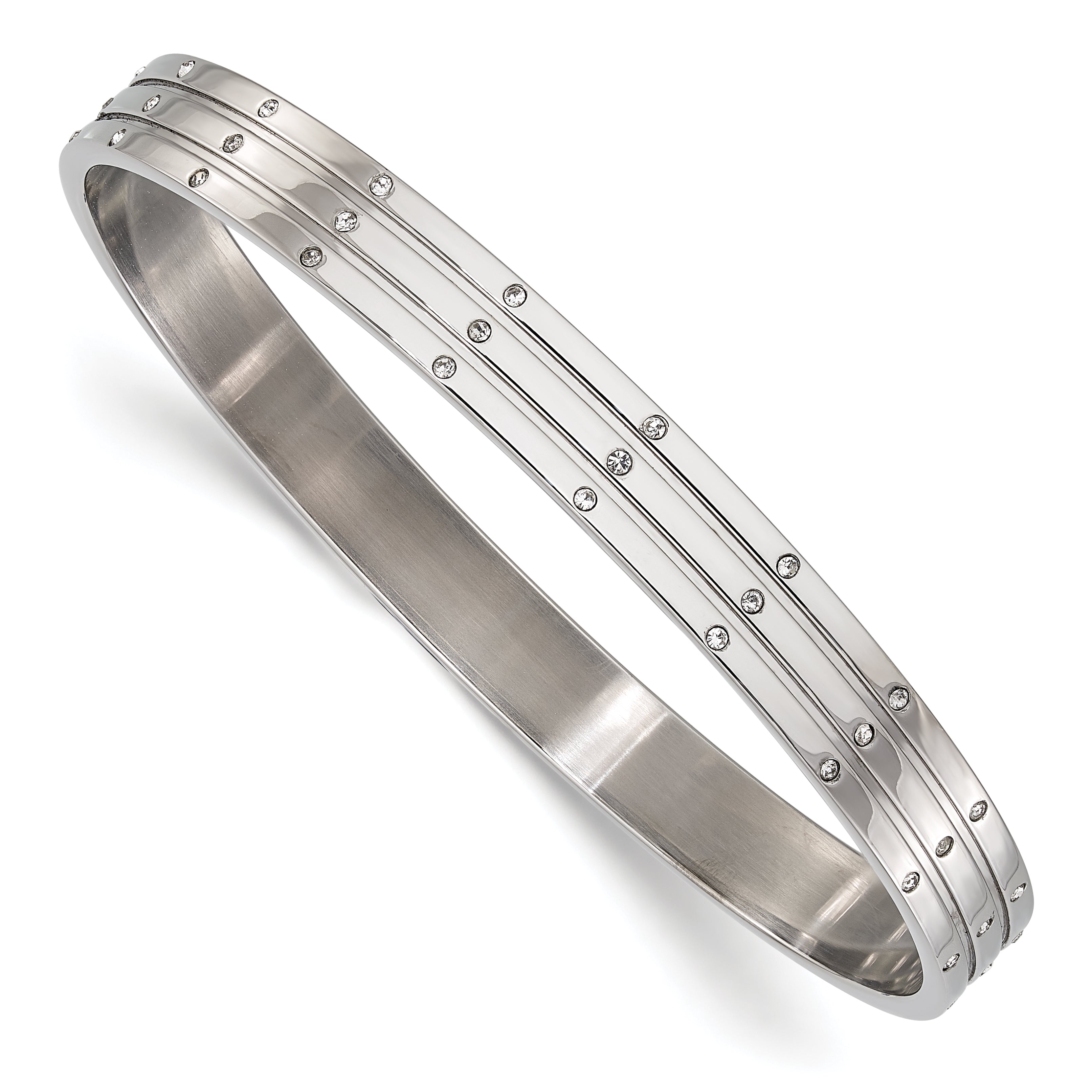 Stainless Steel Polished CZ Bangle Main image