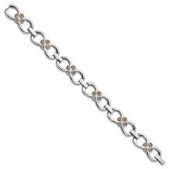 Stainless Steel Polished w/ Brown CZ Fancy Link Bracelet - 7.75