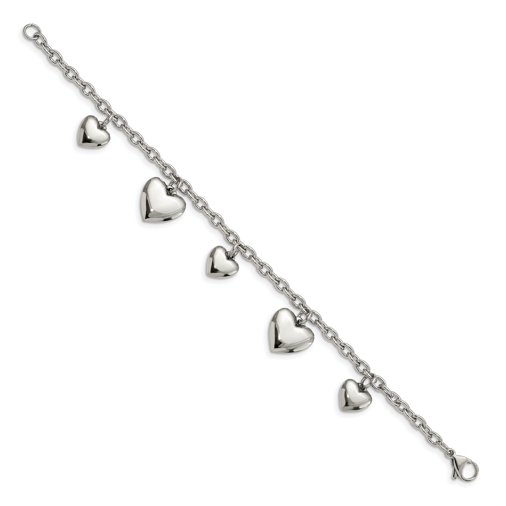 Polished Hearts Bracelet in Stainless Steel
