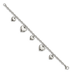 Polished Hearts Bracelet in Stainless Steel