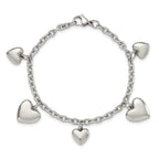 Polished Hearts Bracelet in Stainless Steel