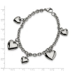 Polished Hearts Bracelet in Stainless Steel