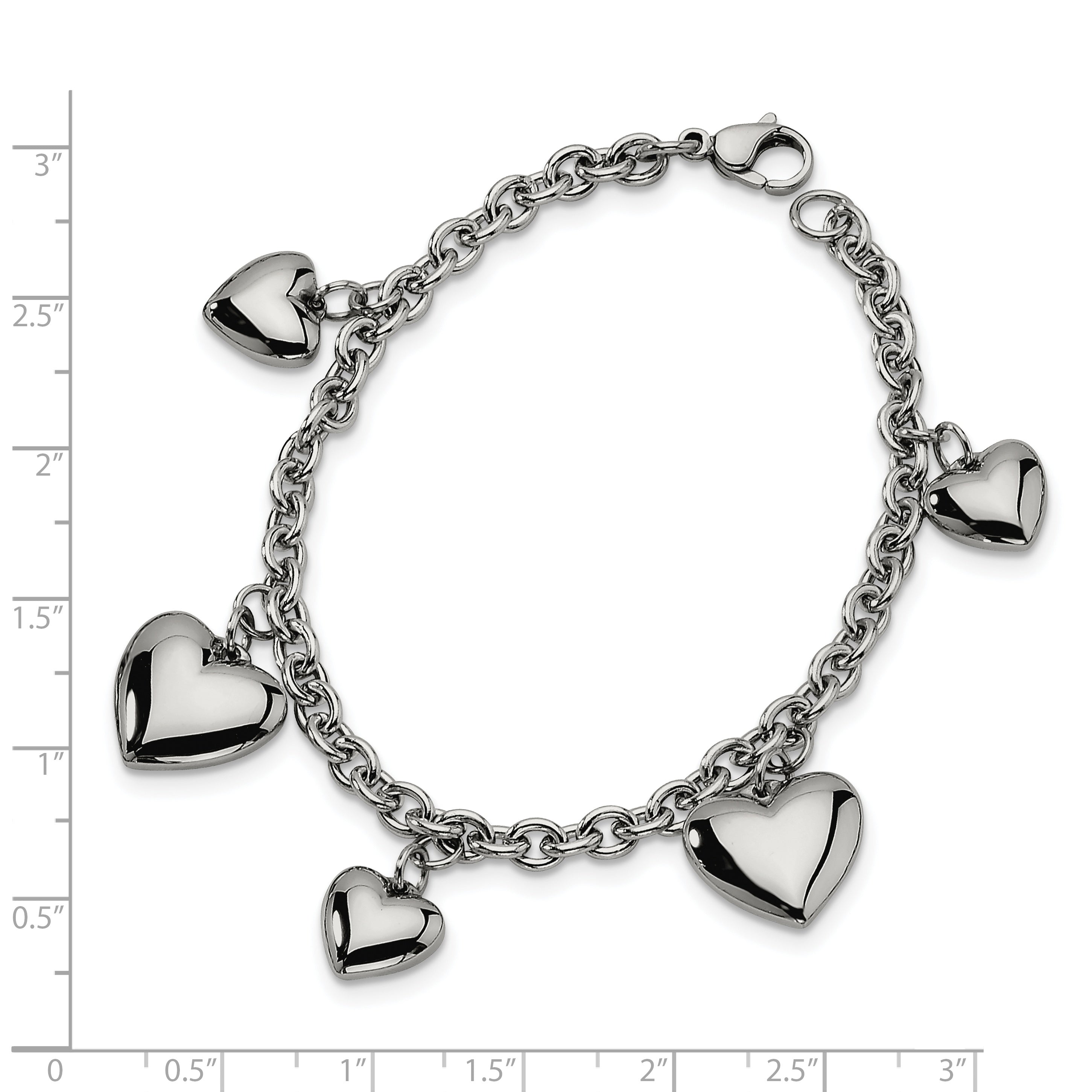 Polished Hearts Bracelet in Stainless Steel