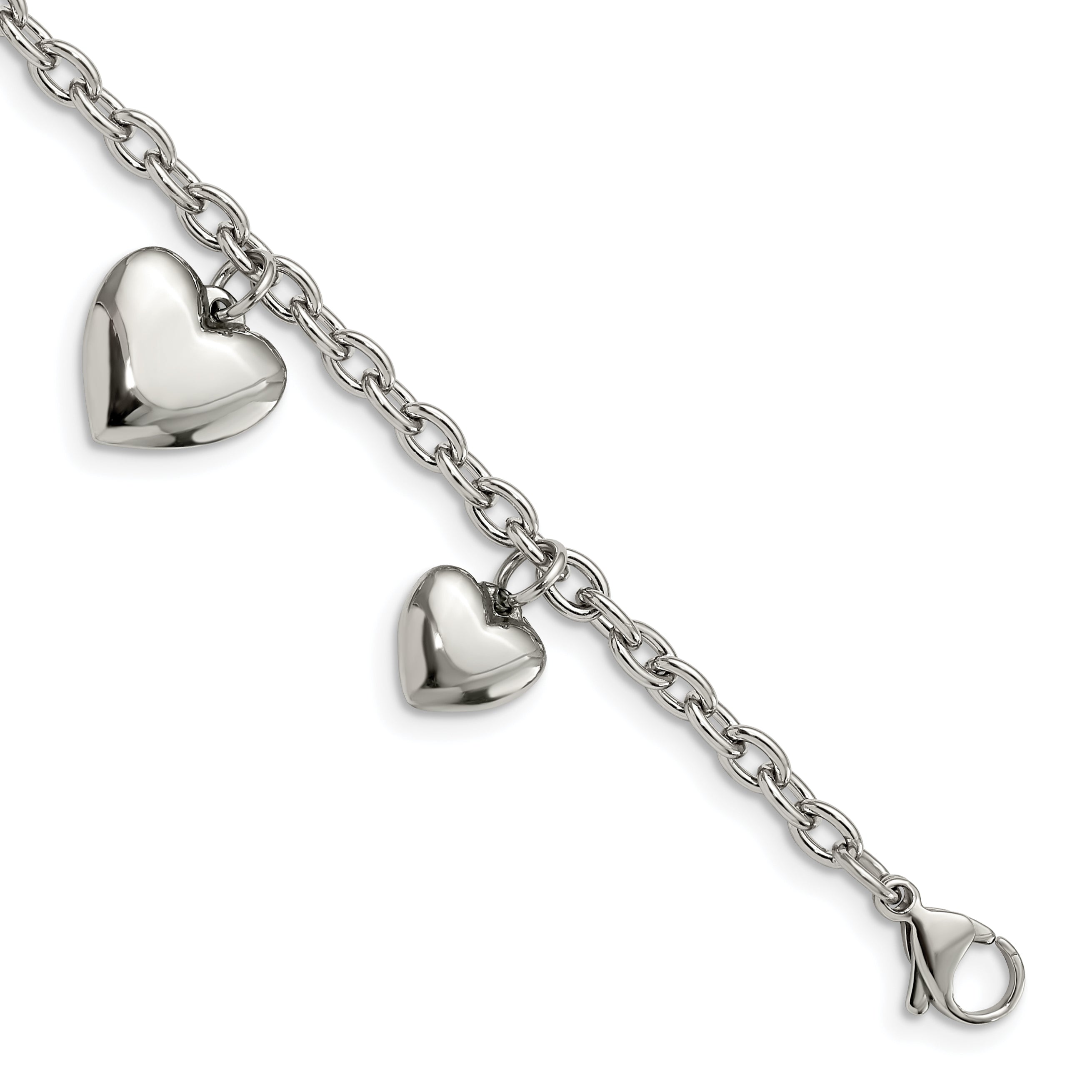 Chisel Stainless Steel Polished Hearts 8 inch Bracelet Main image