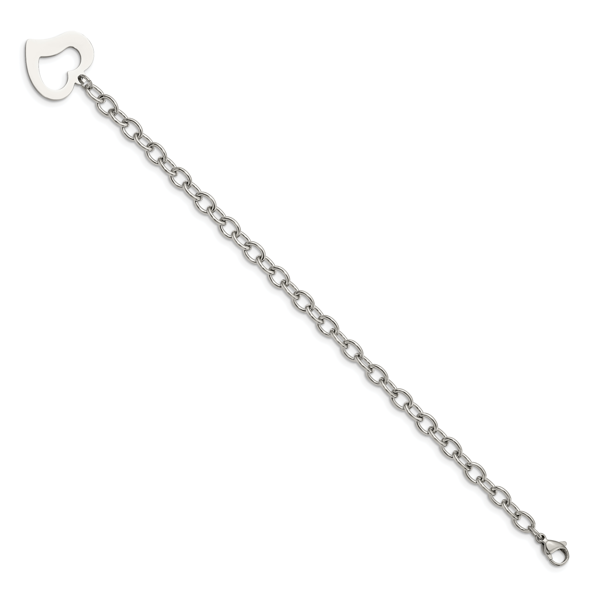 Open Heart Link Bracelet in Stainless Steel