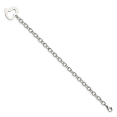 Chisel Stainless Steel Polished Open Link with Open Heart 8.5 inch Bracelet