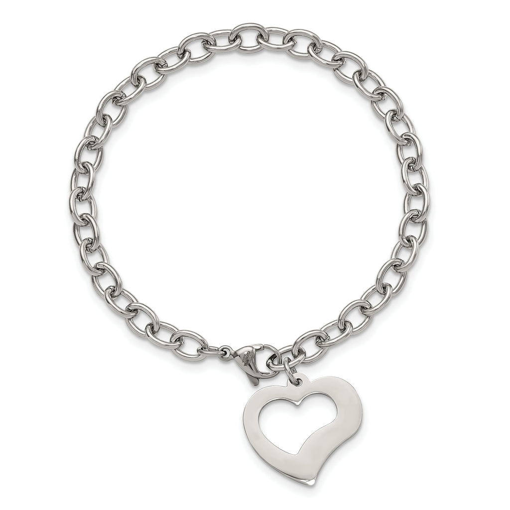 Open Heart Link Bracelet in Stainless Steel