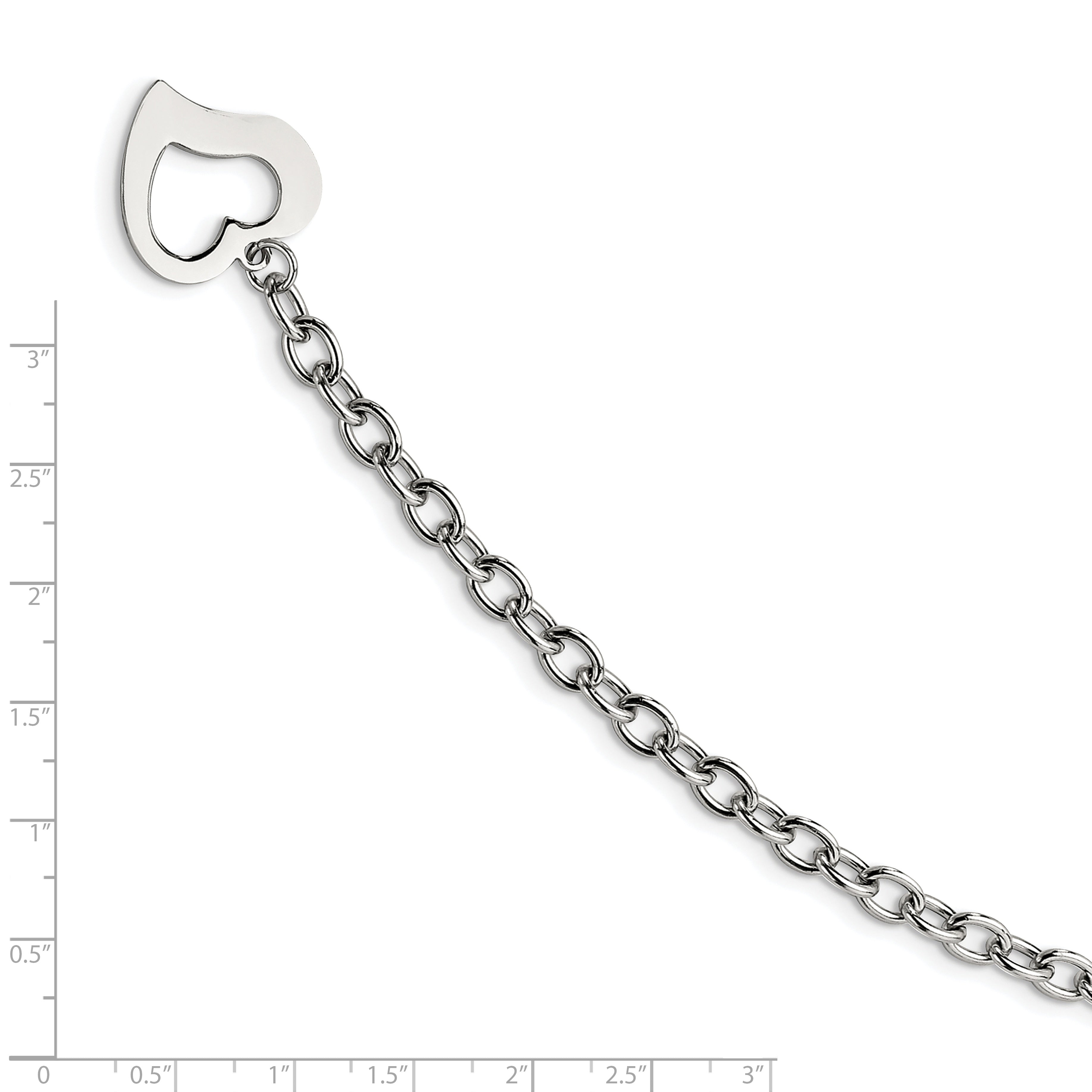 Chisel Stainless Steel Polished Open Link with Open Heart 8.5 inch Bracelet