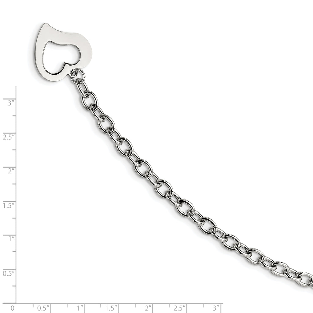 Open Heart Link Bracelet in Stainless Steel