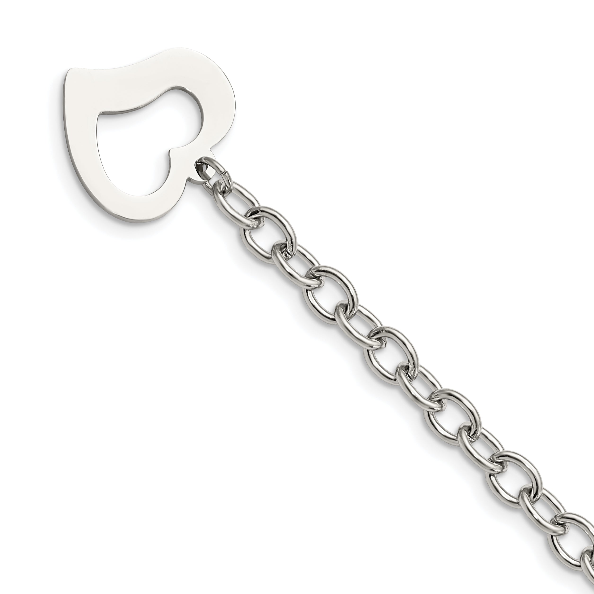 Chisel Stainless Steel Polished Open Link with Open Heart 8.5 inch Bracelet Main image