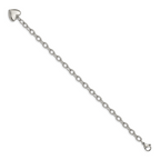 Open Link Bracelet with Heart Dangle in Stainless Steel