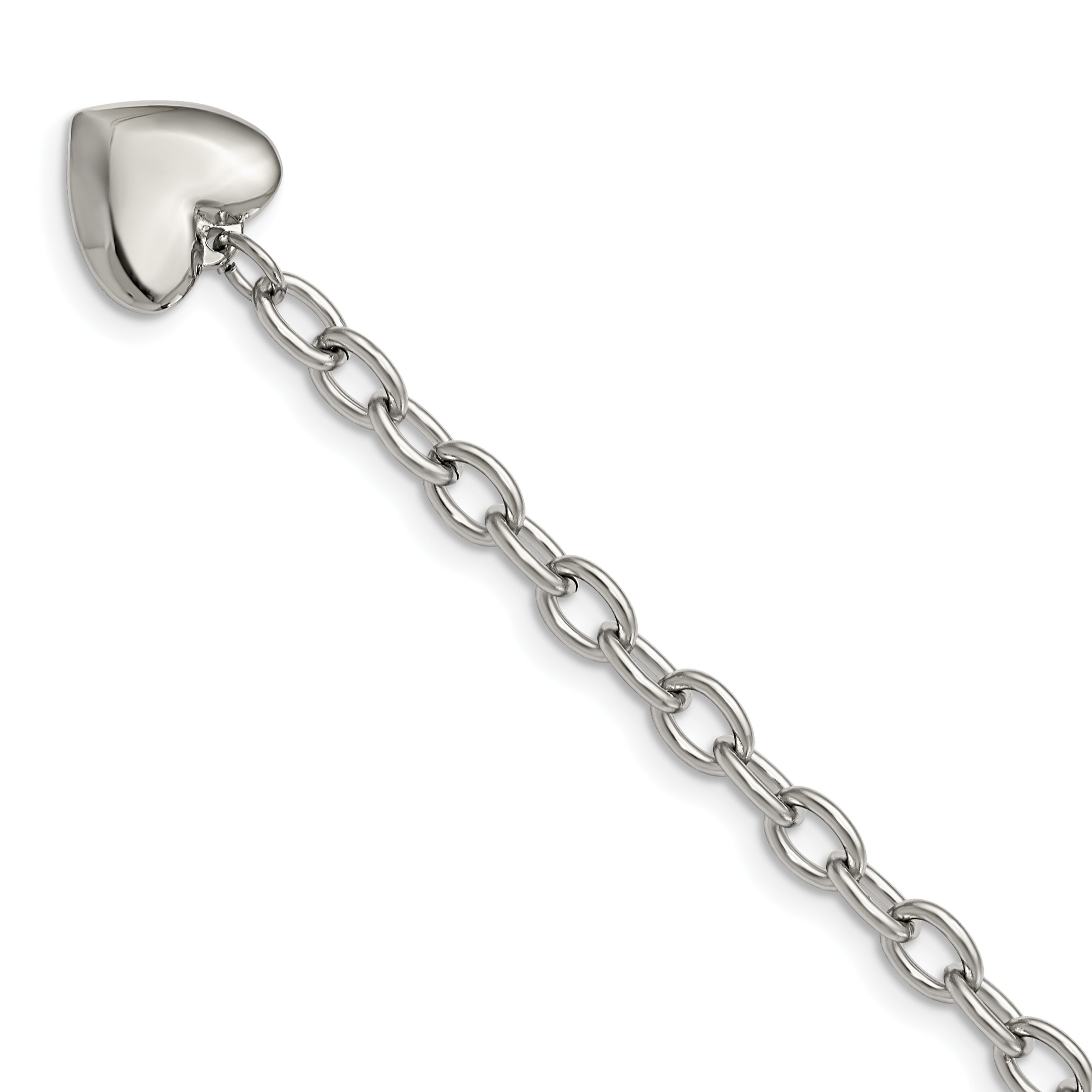 Chisel Stainless Steel Polished Open Link with Heart Dangle 8.5 inch Bracelet Main image