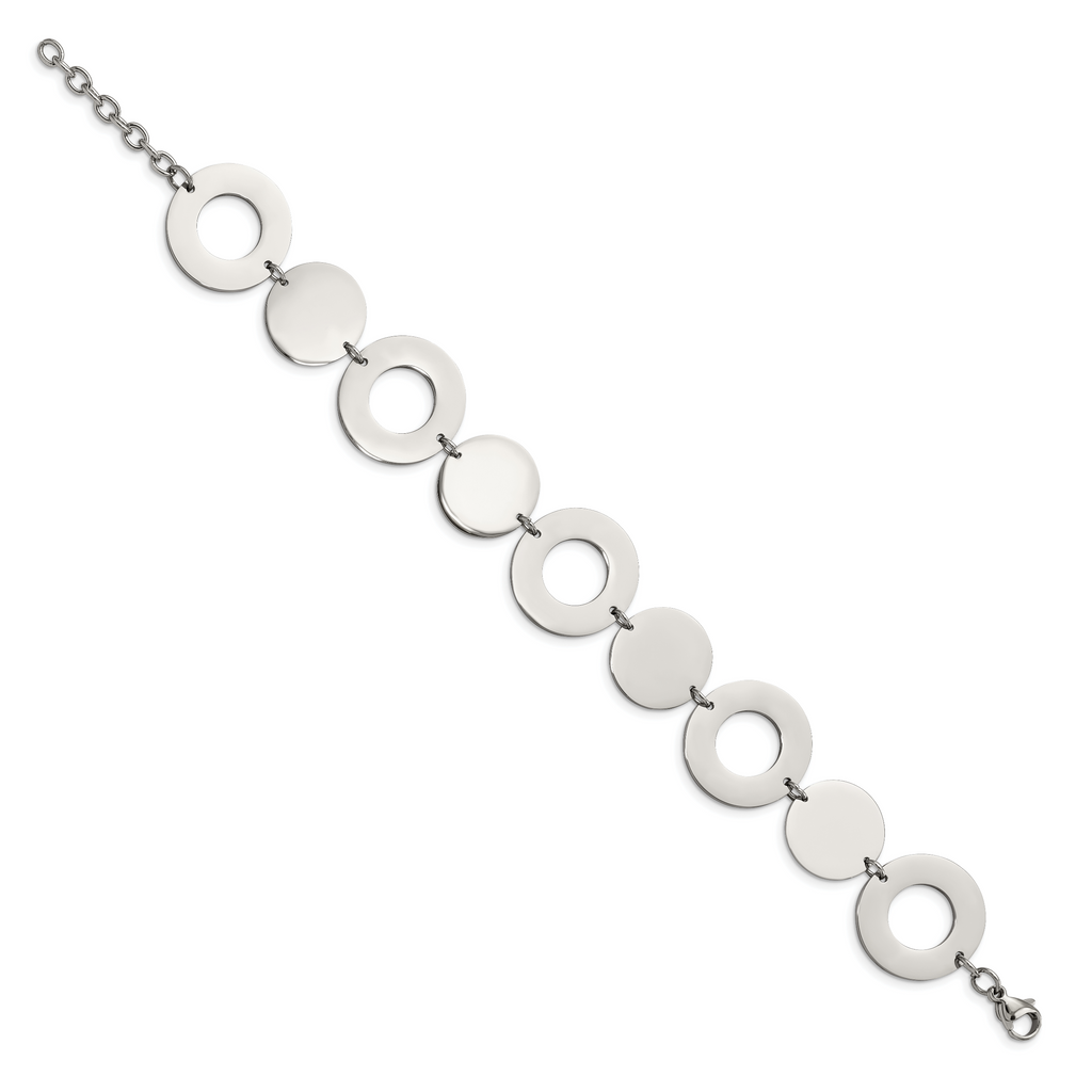 Polished Circle Link Bracelet in Stainless Steel