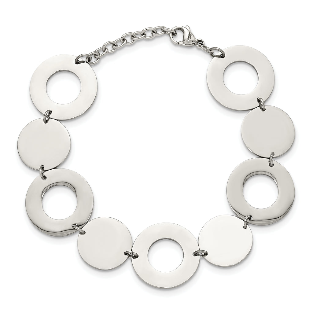 Polished Circle Link Bracelet in Stainless Steel
