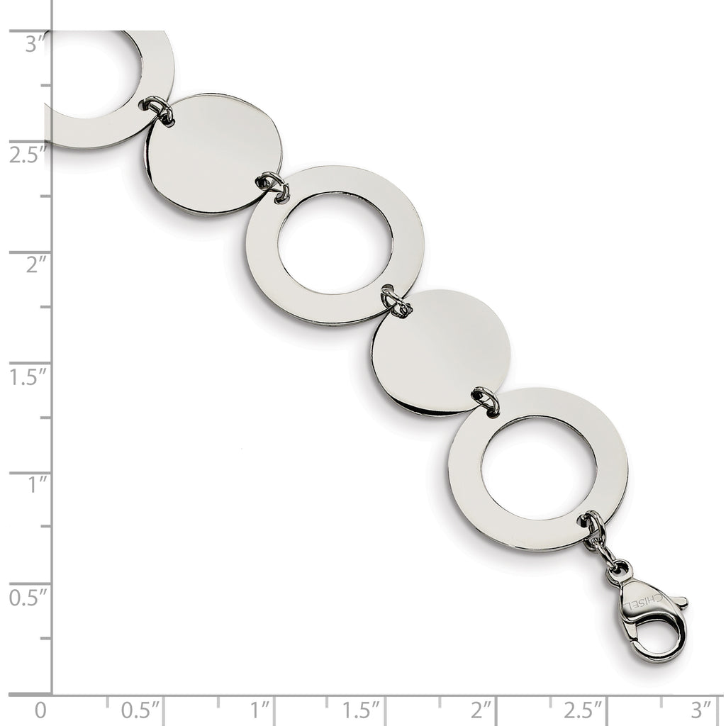 Polished Circle Link Bracelet in Stainless Steel