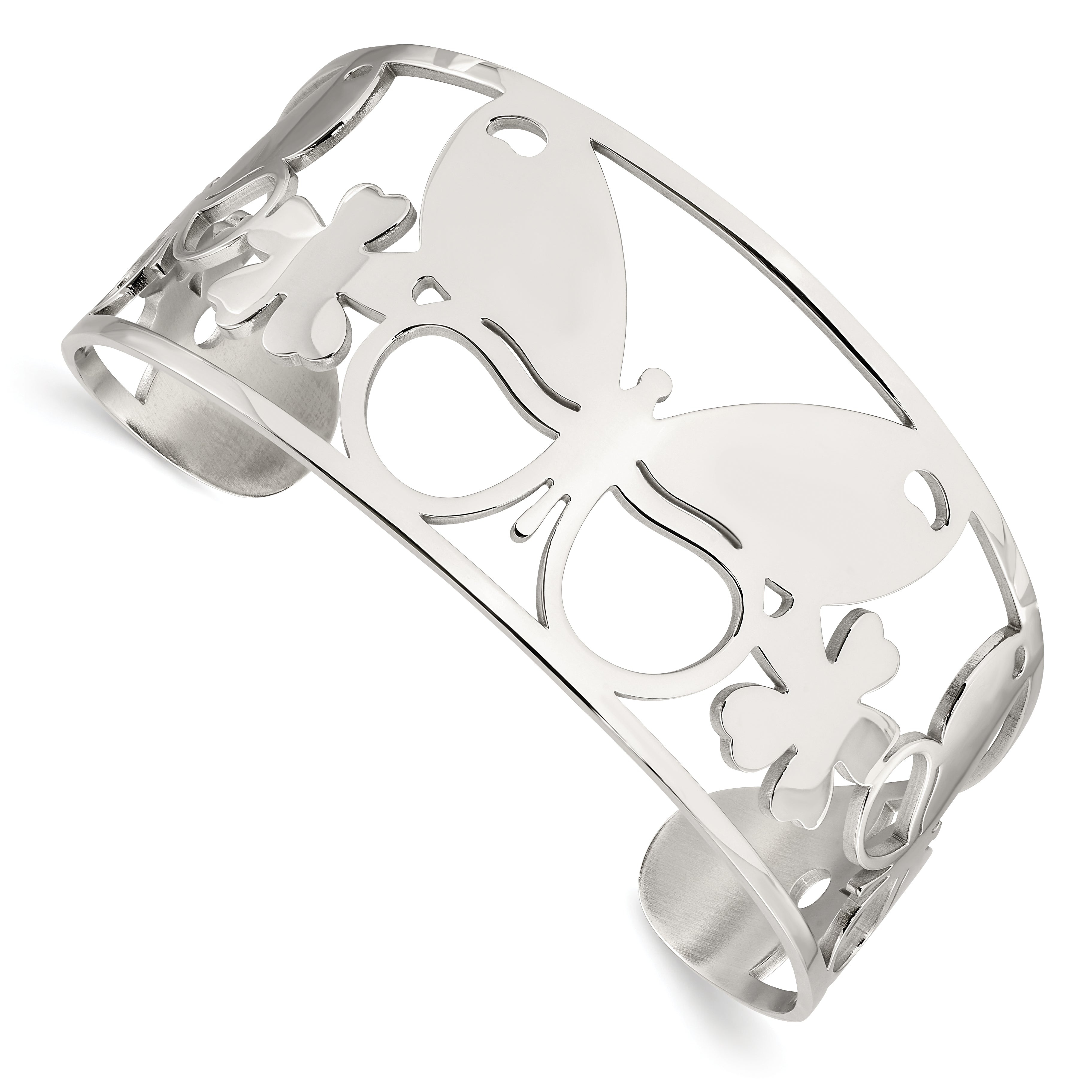 Chisel Stainless Steel Polished Butterfly Cuff Bangle Main image