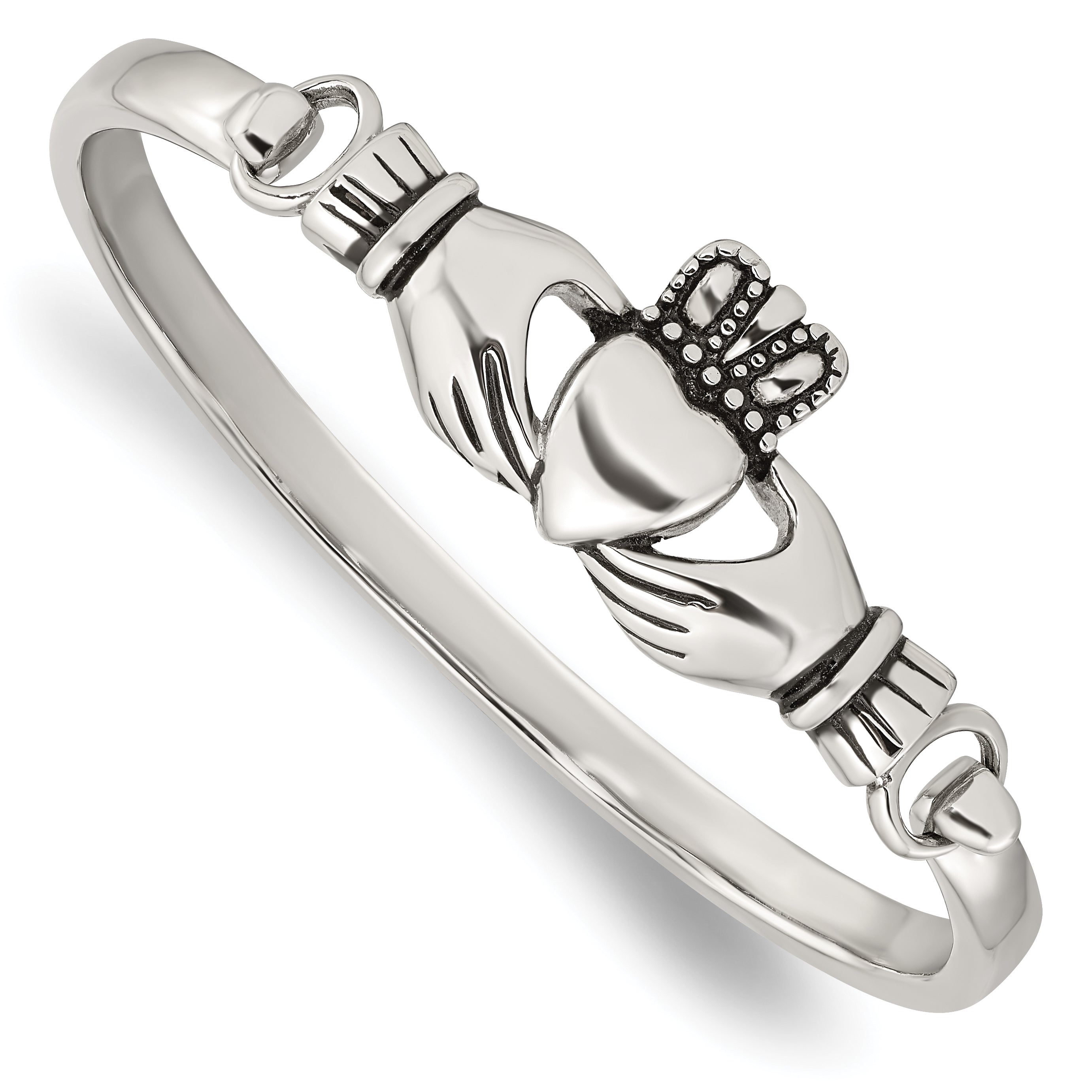Chisel Stainless Steel Antiqued and Polished Claddagh Bangle Main image