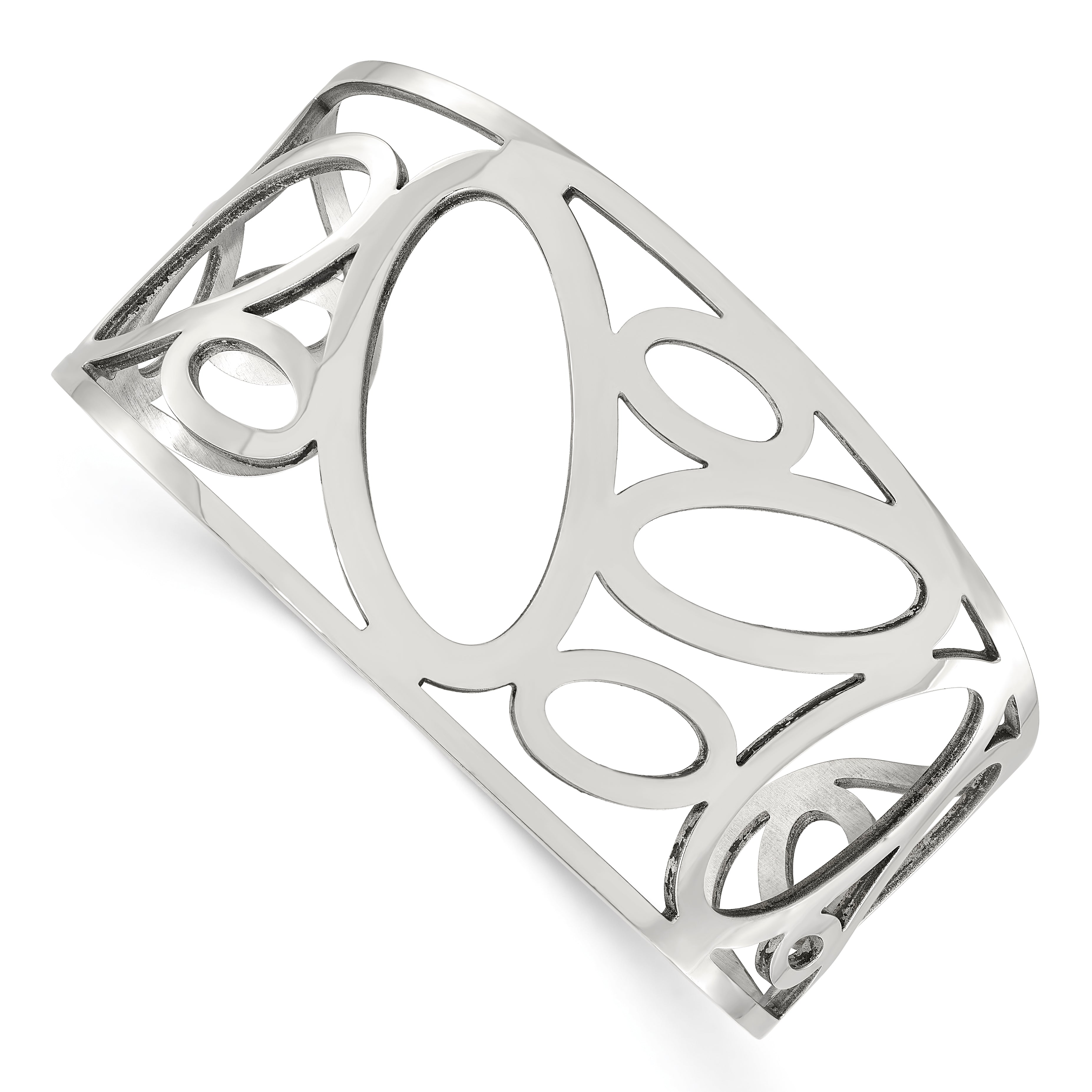 Chisel Stainless Steel Polished Ovals Cuff Bangle Main image