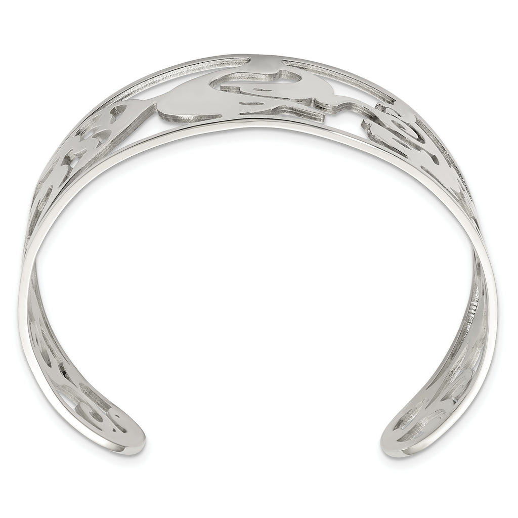 Polished Dolphins Cuff Bangle in Stainless Steel
