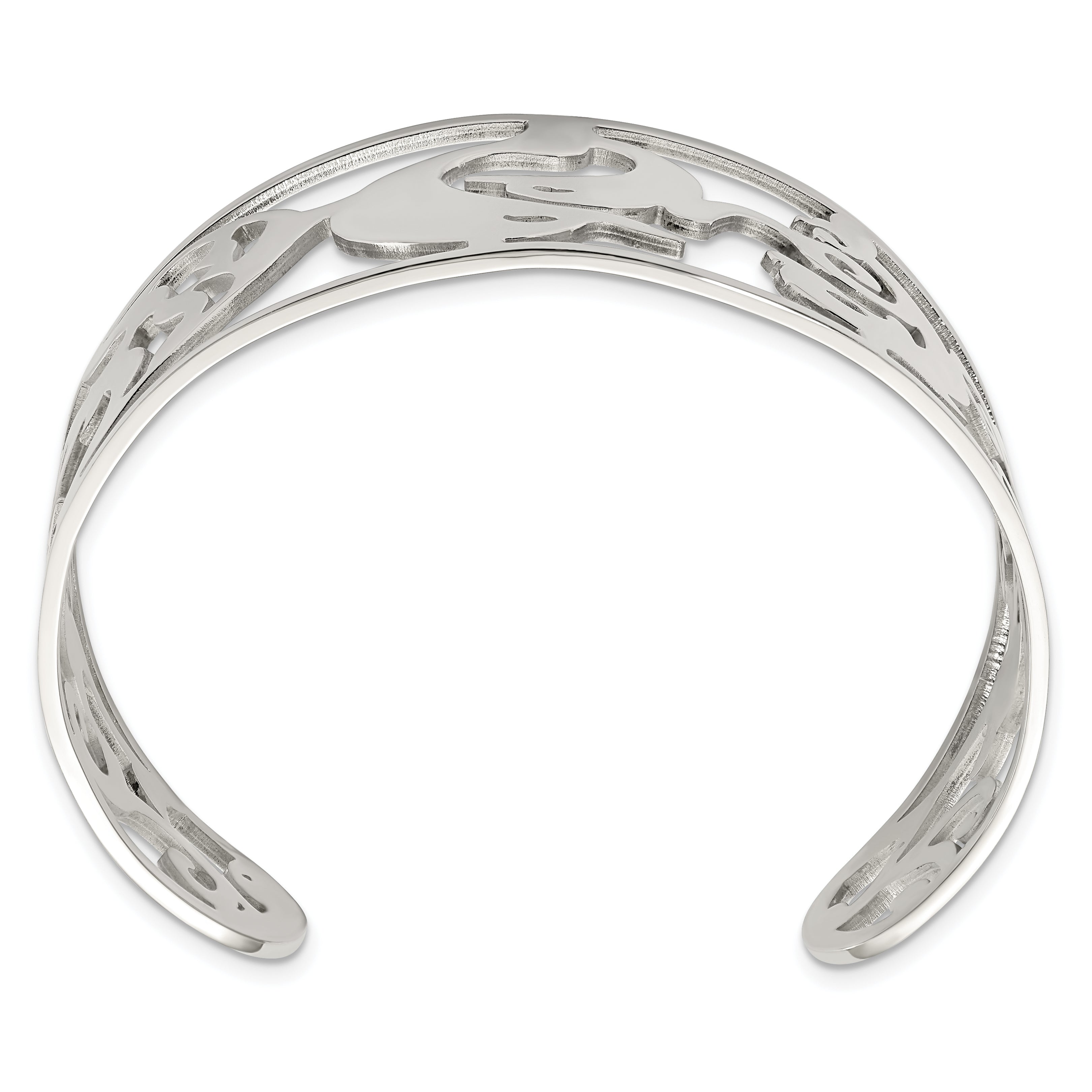 Polished Dolphins Cuff Bangle in Stainless Steel