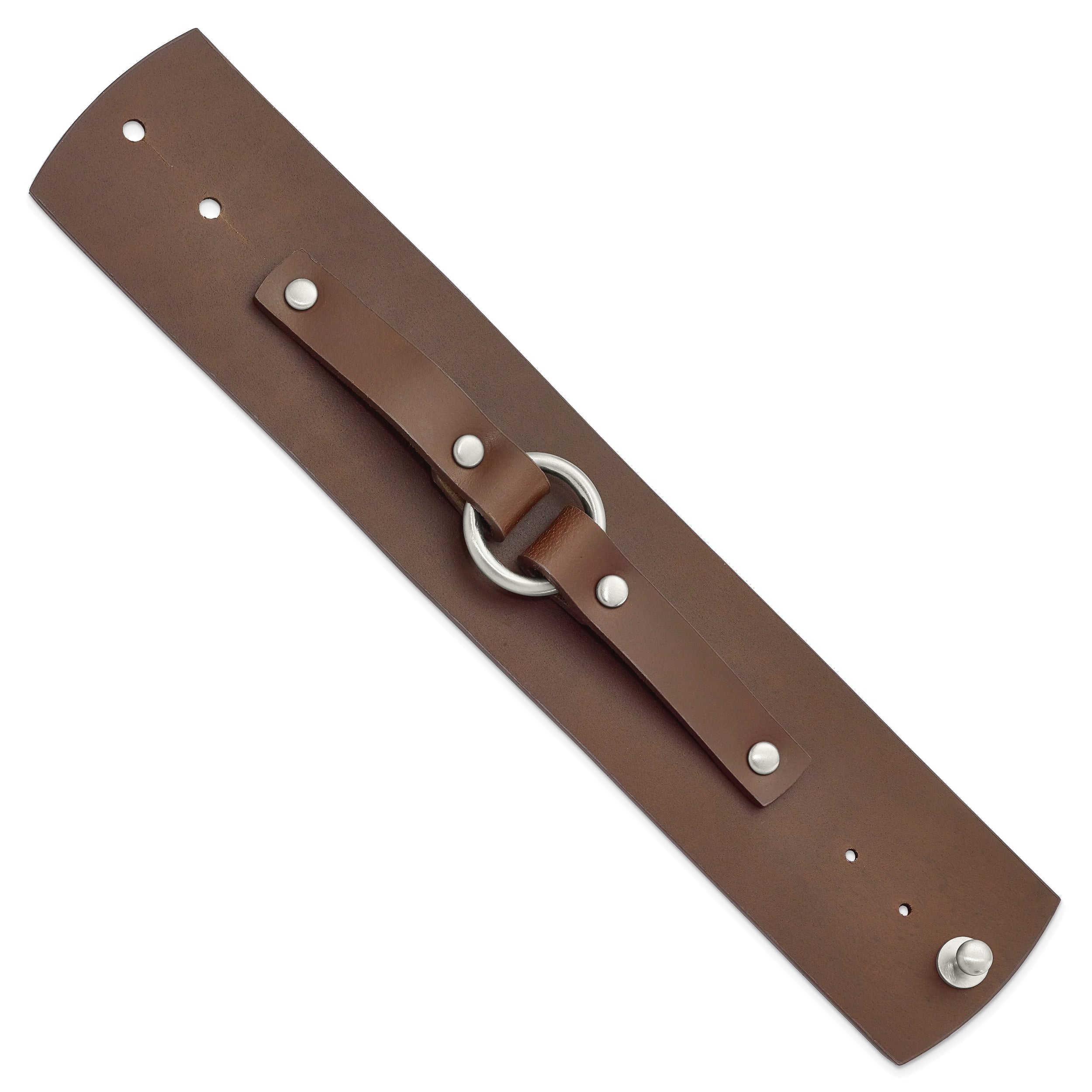 Stainless Steel Satin Brown Leather Bracelet