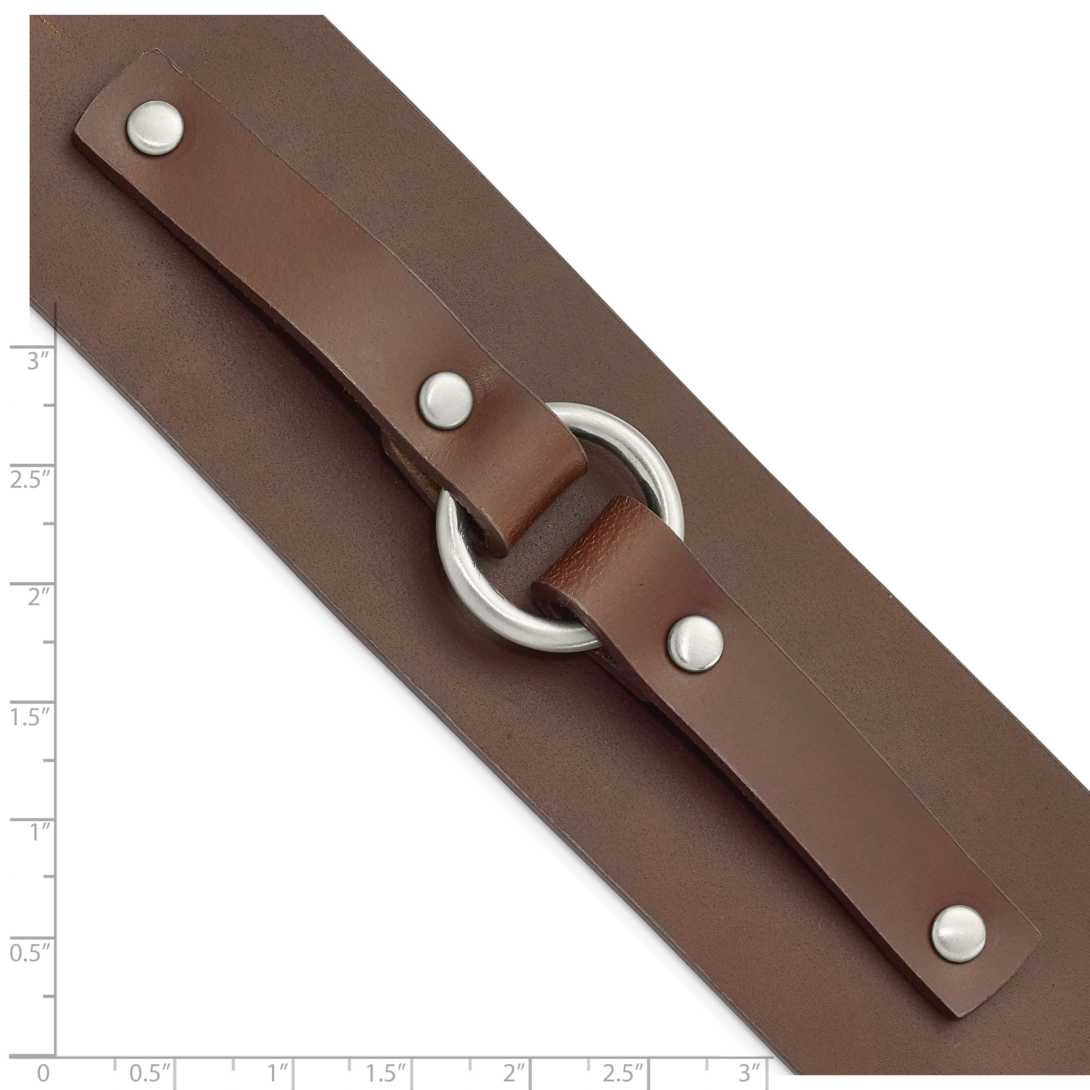 Stainless Steel Satin Brown Leather Bracelet