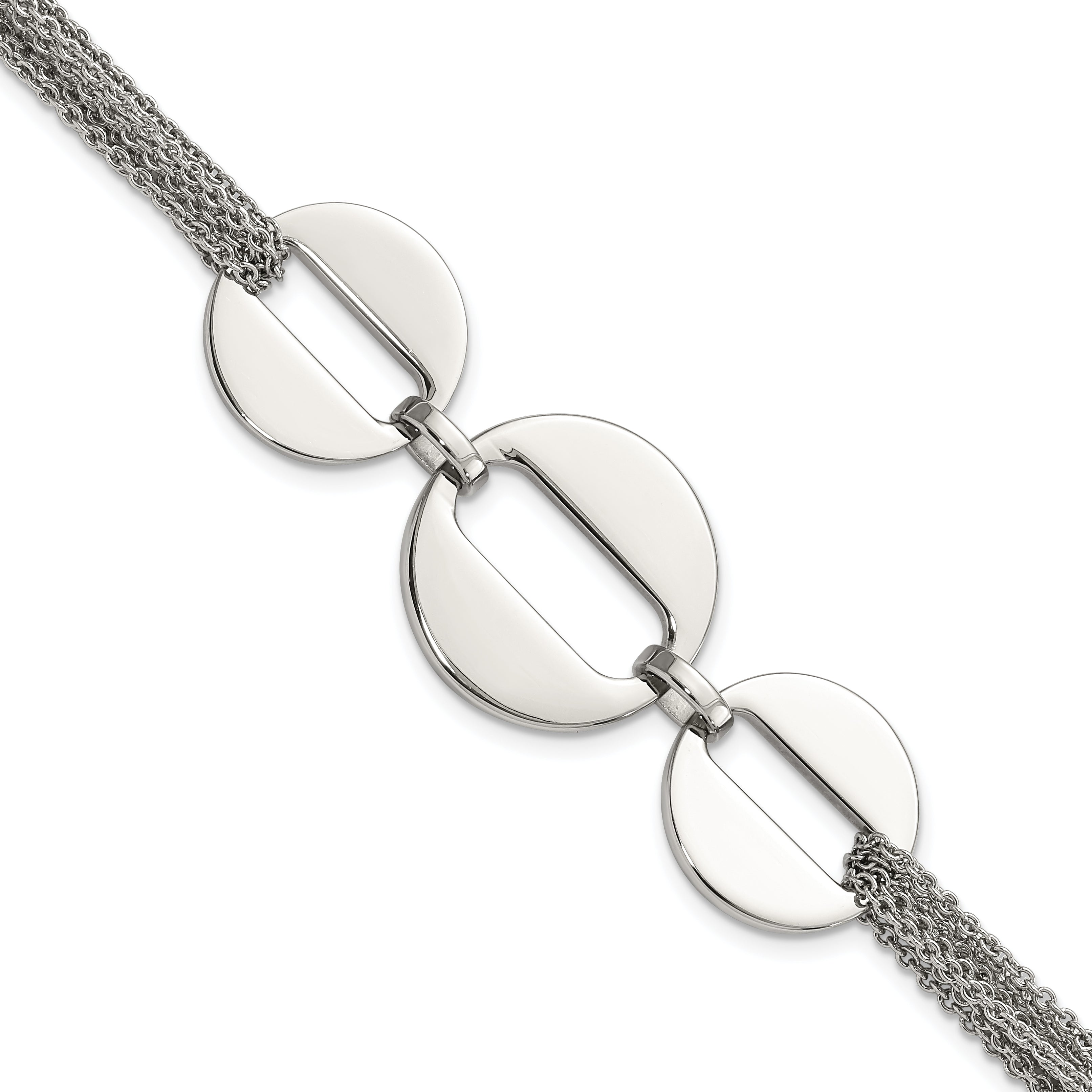 Stainless Steel Polished Circles 7.5in Multistrand Bracelet Main image