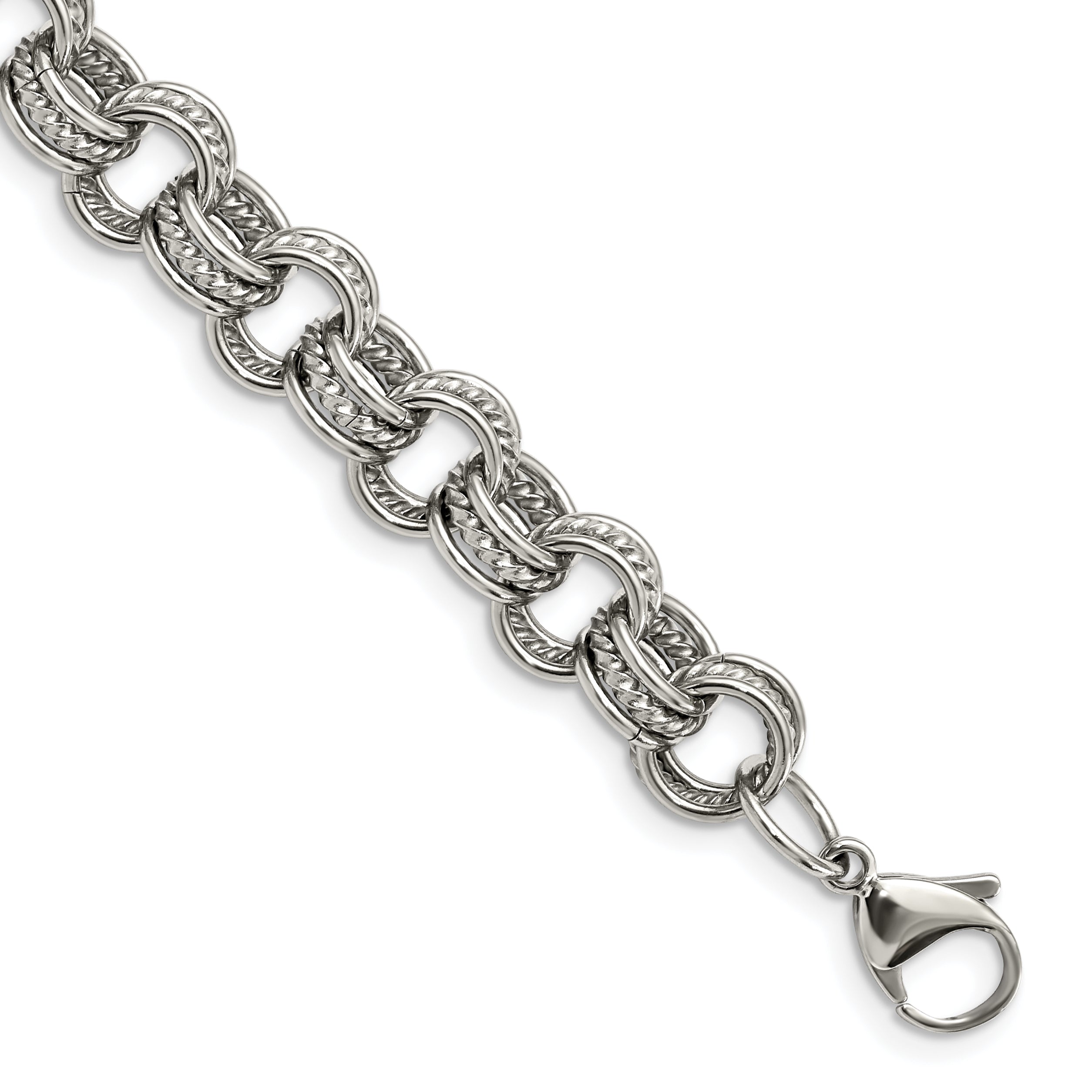 Chisel Stainless Steel Polished and Textured 7.75 inch Multi Link Bracelet Main image