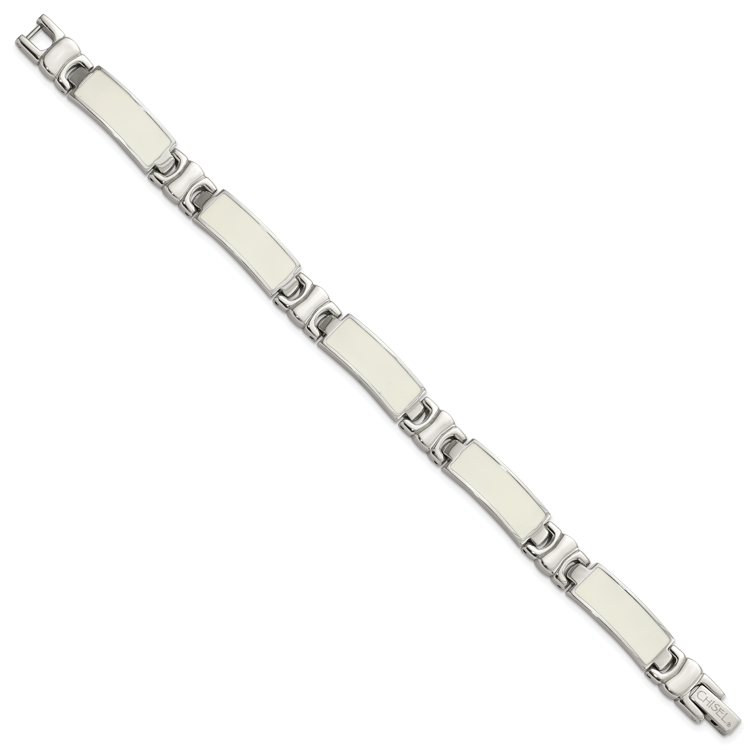 Stainless Steel Polished White Enamel Link Bracelet Secondary image