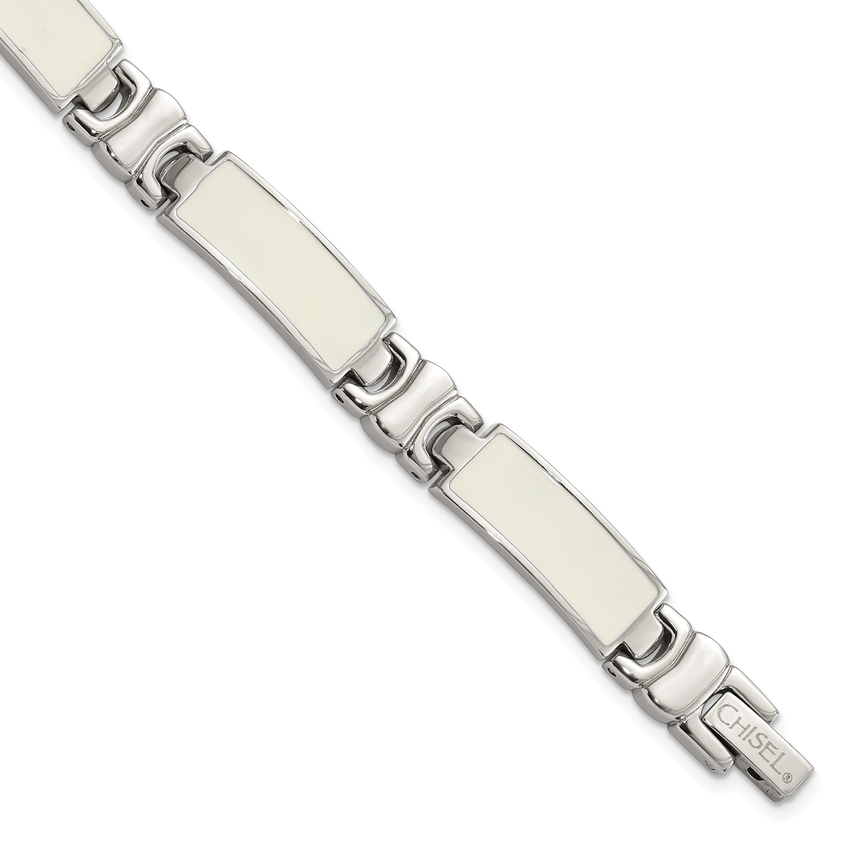 Stainless Steel Polished White Enamel Link Bracelet Main image