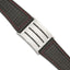 Stainless Steel Black Leather w/ Red Trim Polished Buckle Bracelet