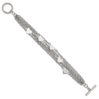 Multistrand Hearts Toggle Bracelet in Stainless Steel