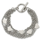 Multistrand Hearts Toggle Bracelet in Stainless Steel