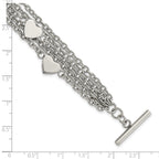 Multistrand Hearts Toggle Bracelet in Stainless Steel
