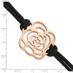 Stainless Steel Polished Pink IP-plated Flower w/ .5in ext Bracelet