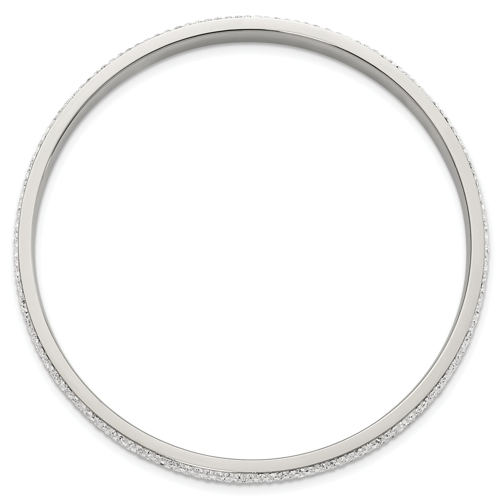 Stainless Steel Polished Crystal Round Slip-on Bangle