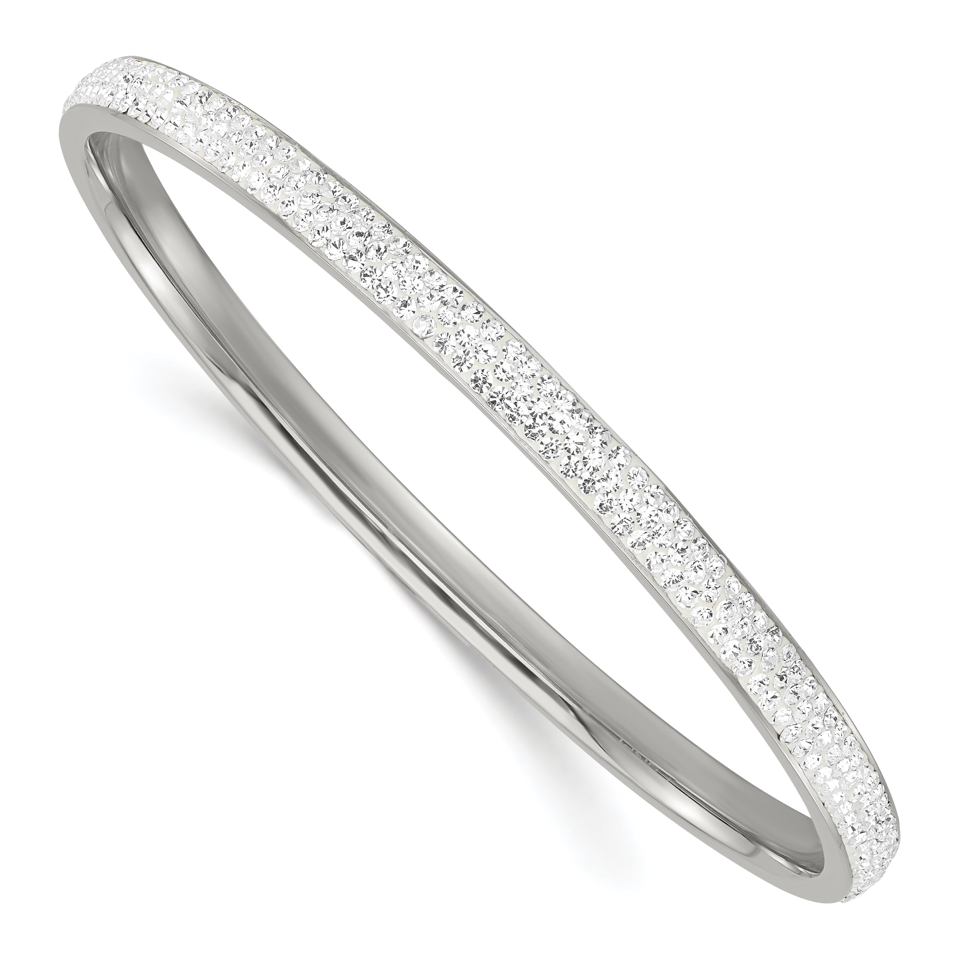 Stainless Steel Polished Crystal Round Slip-on Bangle Main image