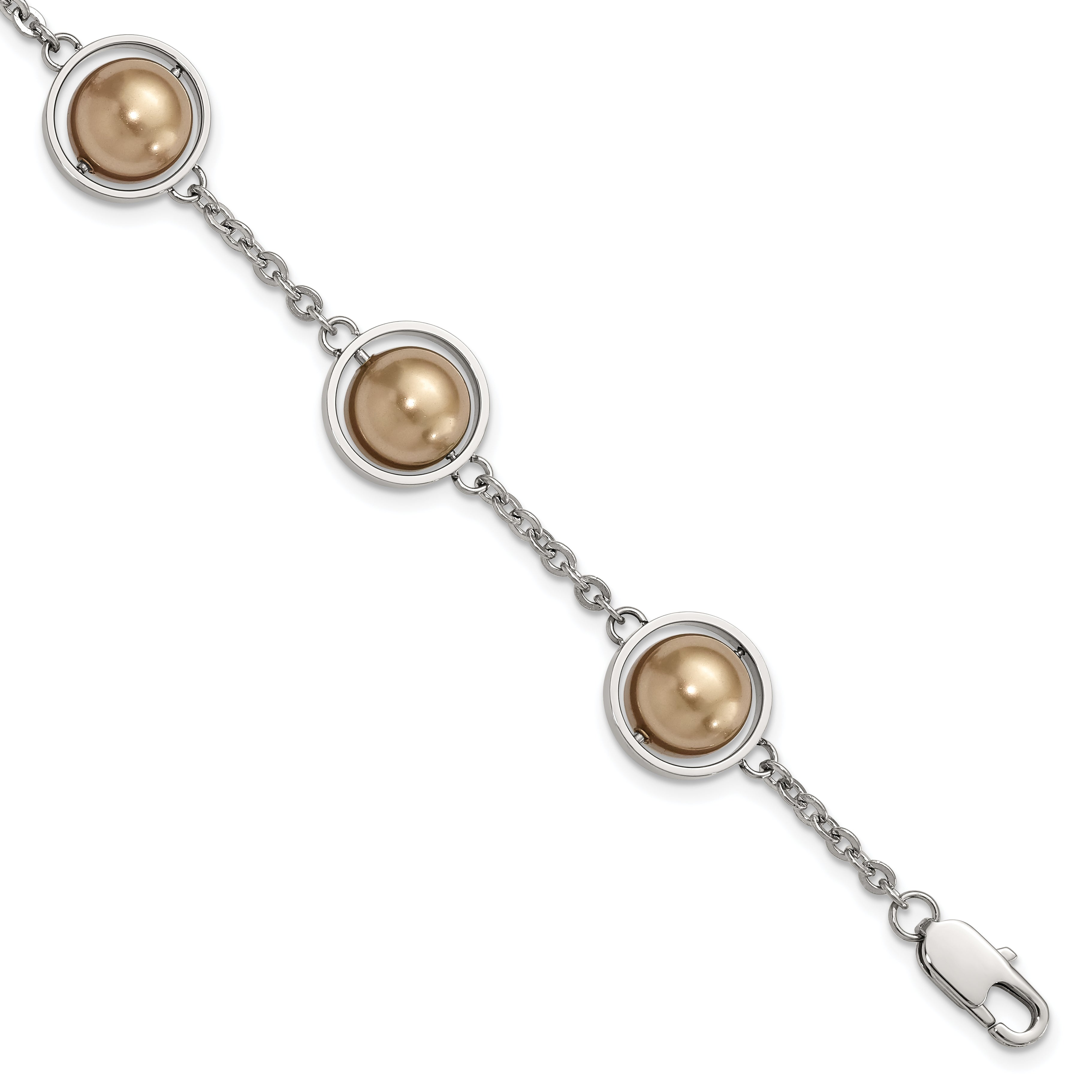 Stainless Steel Polished Champagne Beads w/1in ext Bracelet Main image