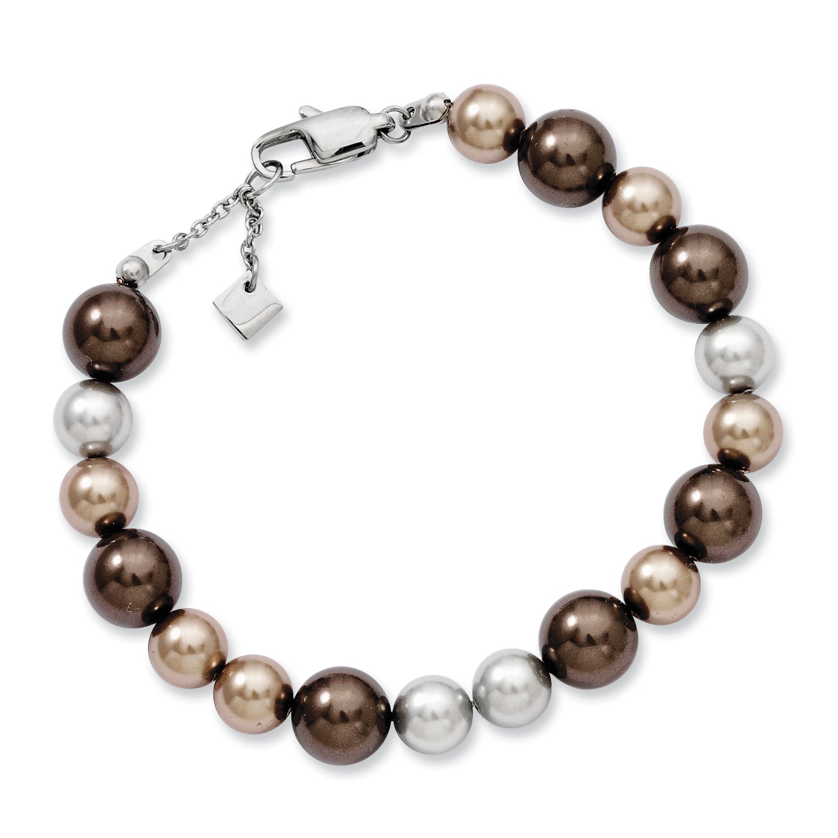 Stainless Steel Multicolor Simulated Pearl 7.5 Withext Bracelet