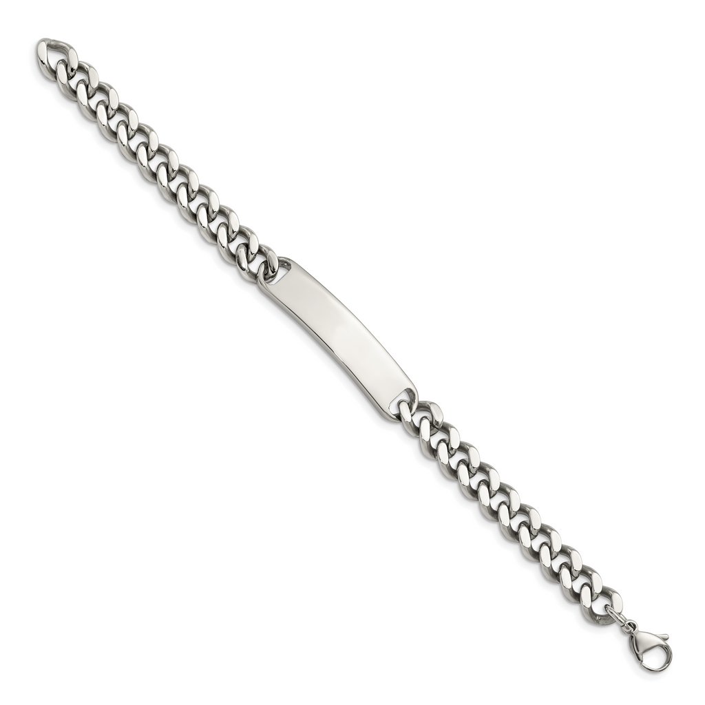 Polished Curb Chain ID Bracelet in Stainless Steel