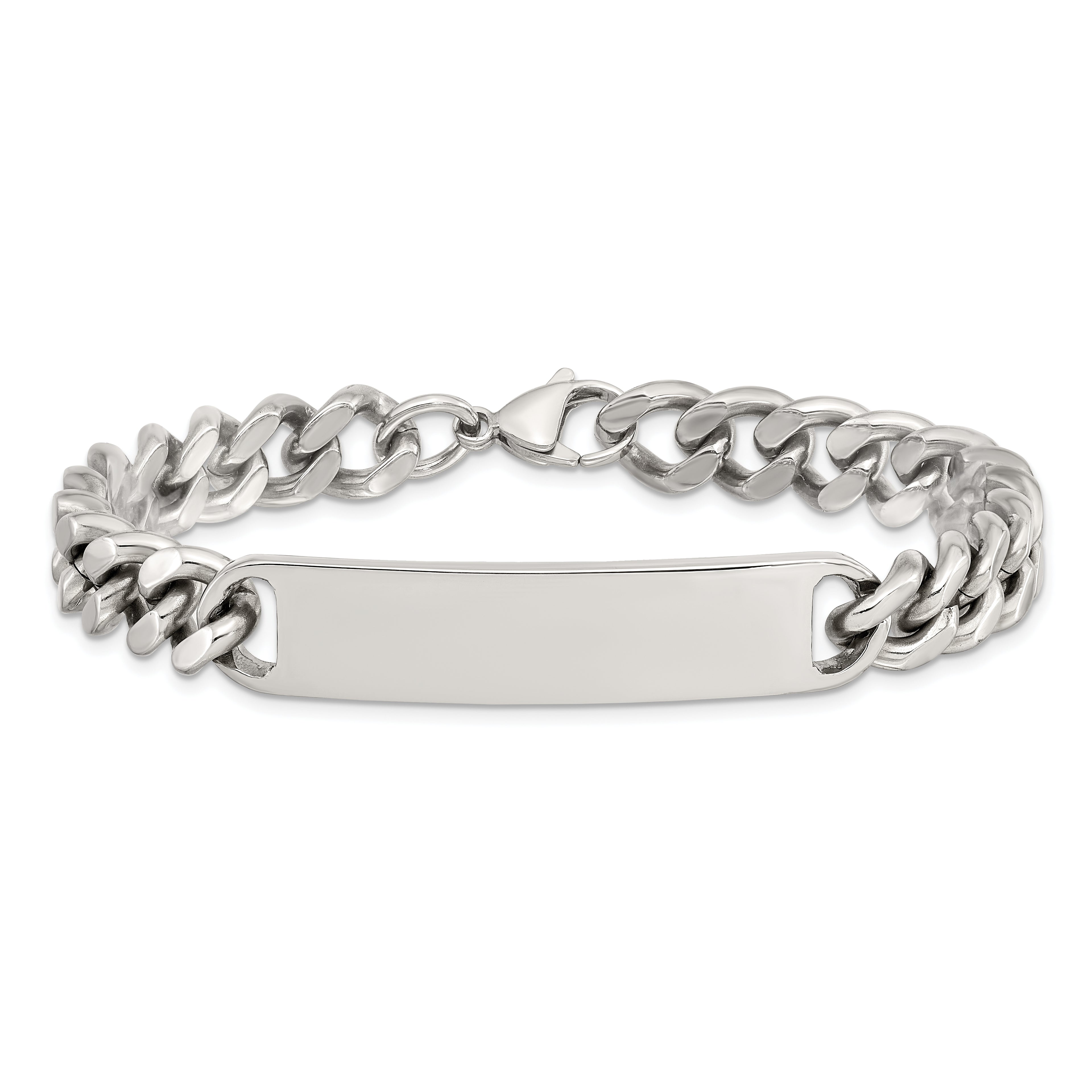 Polished Curb Chain ID Bracelet in Stainless Steel