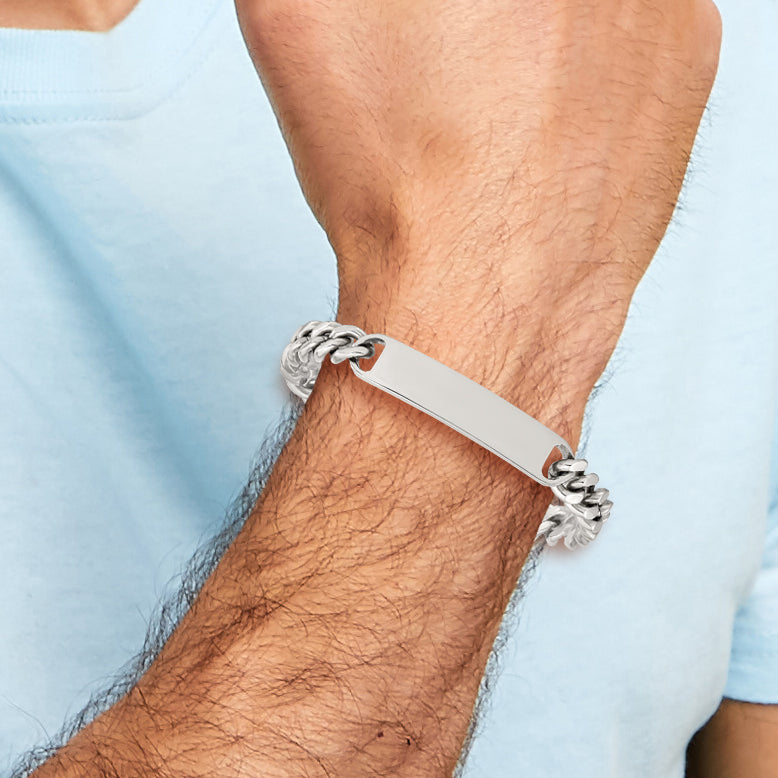 Polished Curb Chain ID Bracelet in Stainless Steel